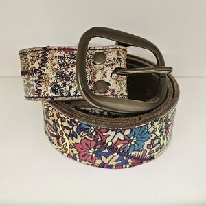 Lucky Brand Painted Leather Patchwork Unisex Waist Belt - (Small) Size 31